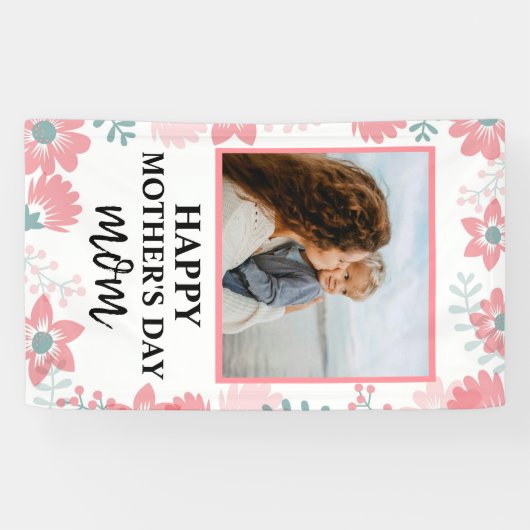 Banderoles Fête des mères rouges Fleurs femmes amour (Horizontal)