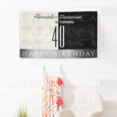 Banderoles Fête du 40e anniversaire, Noir et Marbre blanc (En situation)