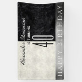 Banderoles Fête du 40e anniversaire, Noir et Marbre blanc (Vertical)