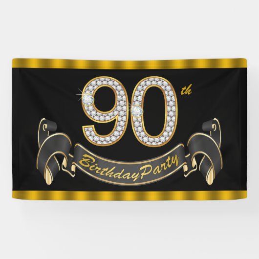 Banderoles Fête du 90e anniversaire Black Gold (Horizontal)