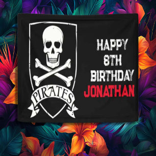 Banderoles Fête du crâne de pirate célèbre