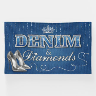 Banderoles Fête en denim et diamants 