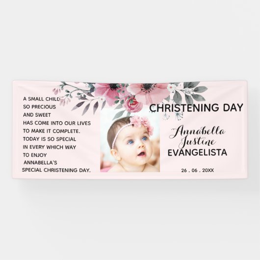Banderoles Fête Florale CHRISTENING DAME Soft Rose/Grey Event (Horizontal)