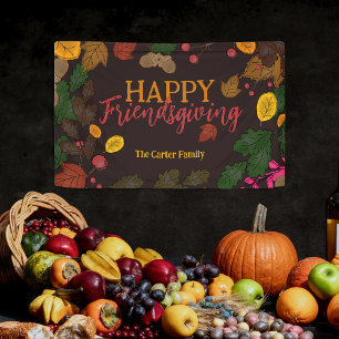 Banderoles Fête Friendsgiving d'automne rustique sombre