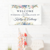 Banderoles Fête mariage Aquarelle Florale Bienvenue (En situation)