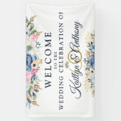 Banderoles Fête mariage Aquarelle Florale Bienvenue (Vertical)