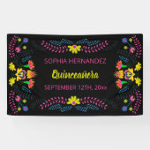 Banderoles Fête mexicaine Quinceanera noire (Horizontal)