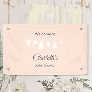 Banderoles Fête minimale bébé fille pêche clair
