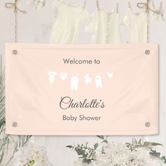 Banderoles Fête minimale bébé fille pêche clair