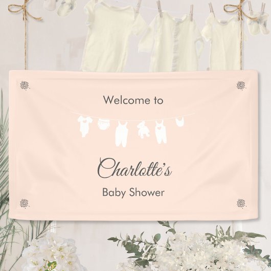 Banderoles Fête minimale bébé fille pêche clair