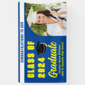 Banderoles Fête photo moderne Blue Jaune Graduation (Vertical)