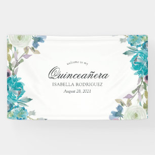Banderoles Fête Quinceañera Florale Aquarelle