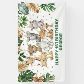 Banderoles Fête Tropicale Animal Jungle Wild Un 1er anniversa (Vertical)