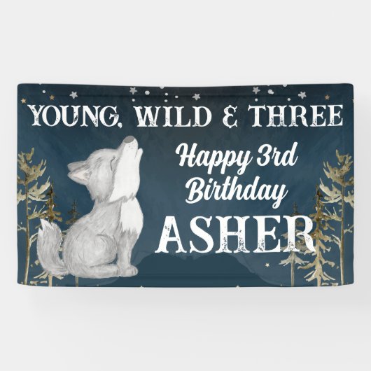 Banderoles Fête Wild et trois loups (Horizontal)