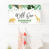 Banderoles Fête Wild One Banner Jungle Animaux Party (En situation)