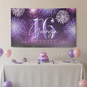 Banderoles Feu d'artifice Sweet 16 Violet ID984