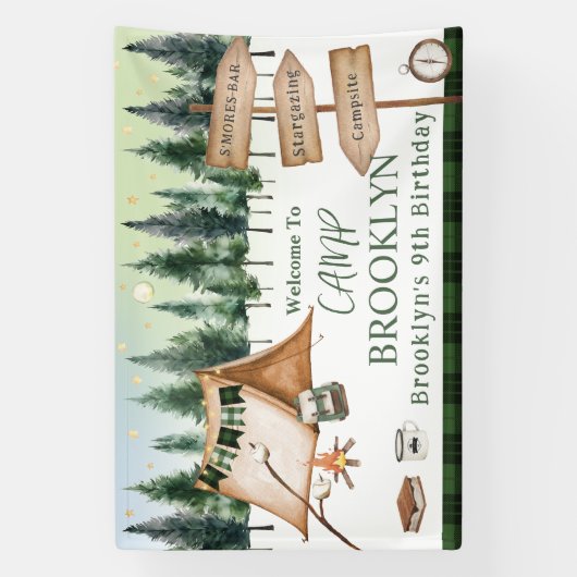 Banderoles Feu de camp de camping anniversaire extérieur S'mo (Verticale)