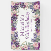Banderoles Feuillage de couleur rose pourpre 90e anniversaire (Vertical)