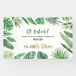 Banderoles Feuillage tropical + animaux d'or baby shower