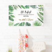 Banderoles Feuillage tropical + animaux d'or baby shower (En situation)
