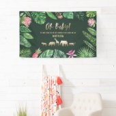 Banderoles Feuillage tropical + animaux d'or baby shower (En situation)