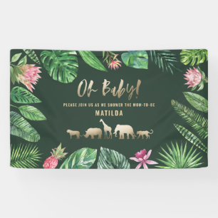 Banderoles Feuillage tropical + animaux d'or baby shower