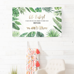 Banderoles Feuillage tropical + animaux d'or baby shower