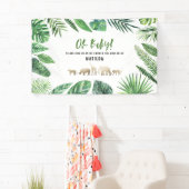 Banderoles Feuillage tropical + animaux d'or baby shower (En situation)