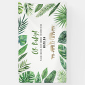 Banderoles Feuillage tropical + animaux d'or baby shower (Vertical)