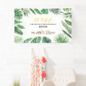 Banderoles Feuillage tropical + animaux d'or baby shower (En situation)