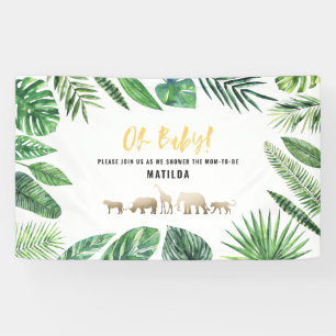 Banderoles Feuillage tropical + animaux d'or baby shower