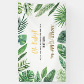 Banderoles Feuillage tropical + animaux d'or baby shower (Vertical)