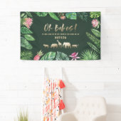 Banderoles Feuillage tropical + baby shower jumeau d'animaux (En situation)