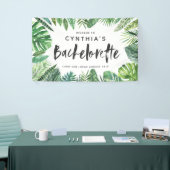 Banderoles Feuille de palme tropicale & script bachelorette (Salon professionnel)
