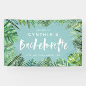 Banderoles Feuille de palme tropicale & script bachelorette (Horizontal)