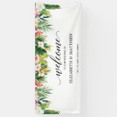 Banderoles Feuille d'été Tropical Bienvenue Mariage de script (Vertical)