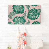 Banderoles Feuilles Pink & Green Palm sans couture Motif (En situation)