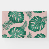 Banderoles Feuilles Pink & Green Palm sans couture Motif (Horizontal)