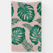 Banderoles Feuilles Pink & Green Palm sans couture Motif (Vertical)