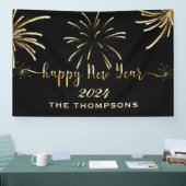 Banderoles Feux d'artifice de fête Bonne année Noir et Or (Salon professionnel)