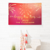 Banderoles Feux d'artifice festifs Bonne Année Rouge et Or (Insitu)