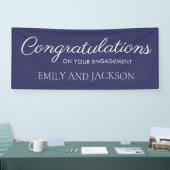 Banderoles Fiançailles de script élégant bleu marine (Salon professionnel)