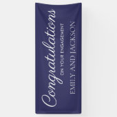 Banderoles Fiançailles de script élégant bleu marine (Vertical)