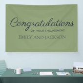 Banderoles Fiançailles de script élégant vert olive (Salon professionnel)