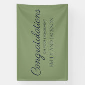 Banderoles Fiançailles de script élégant vert olive (Verticale)