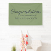 Banderoles Fiançailles de script élégant vert olive (Insitu)