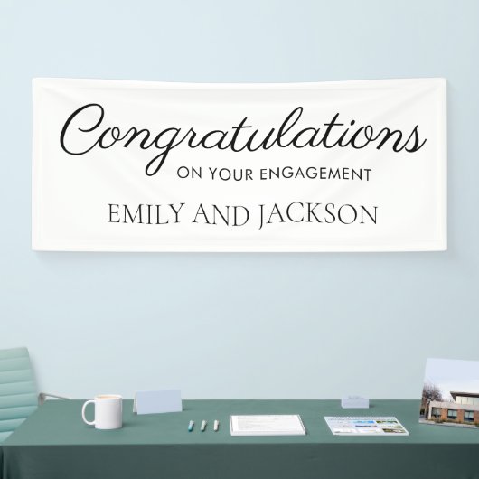 Banderoles Fiançailles de script noir blanc élégant (Salon professionnel)