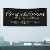 Banderoles Fiançailles de script noir blanc élégant (Salon professionnel)