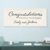 Banderoles Fiançailles Félicitations Nom du script Crème Blan (Salon professionnel)