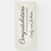 Banderoles Fiançailles Félicitations Nom du script Crème Blan (Vertical)